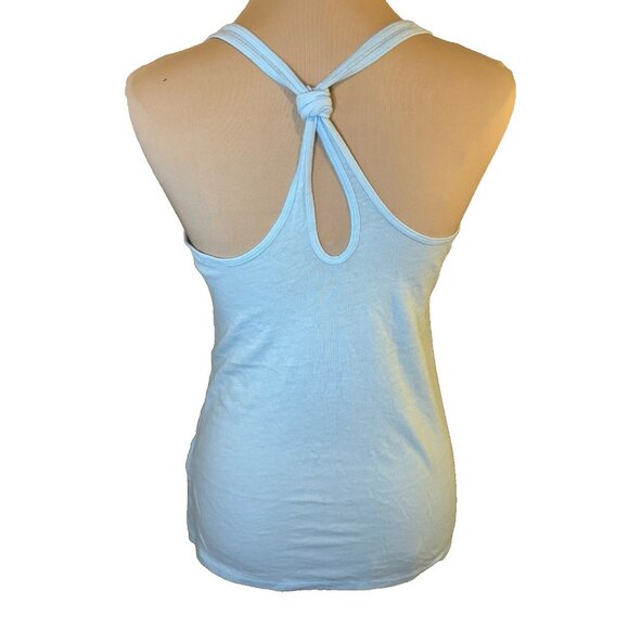 Y2K Hollister Women's Light Blue Racer Back Knot Tank Top Size Small #240 - Picture 3 of 7